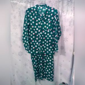 NWT - OLD NAVY GREEN SNOWMAN 2 PIECE PAJAMA SET